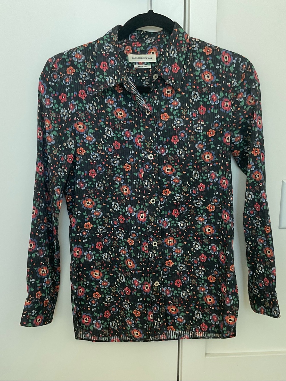 Isabel Marant Étoile Black Floral Button-Down Shirt